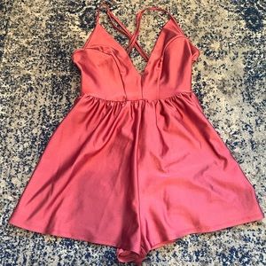 Urban Outfitters Pink Satin Romper - S